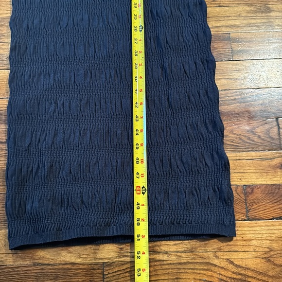 TOVE Women's Giselle Midi‎ Dress Navy Blue Rib Knit Crew Neck Ruching Shi… - Picture 11 of 16